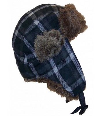 Angela & William Adult Plaid Russian/Trapper Winter Hat w/Soft Faux Fur(One Size) - Black/Gray - CS11OV75FSH