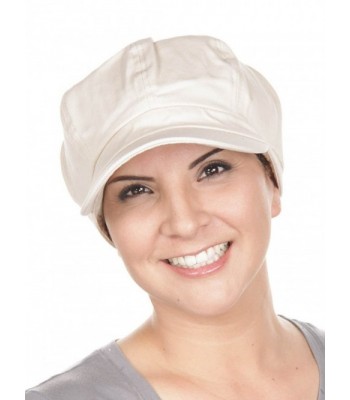 Turban Plus Womens Cotton newsboy Fitted Summer Chemo Hat- Stretch Band For Cancer Hair Loss - 11- Stone Beige - CX11K4JEUUP