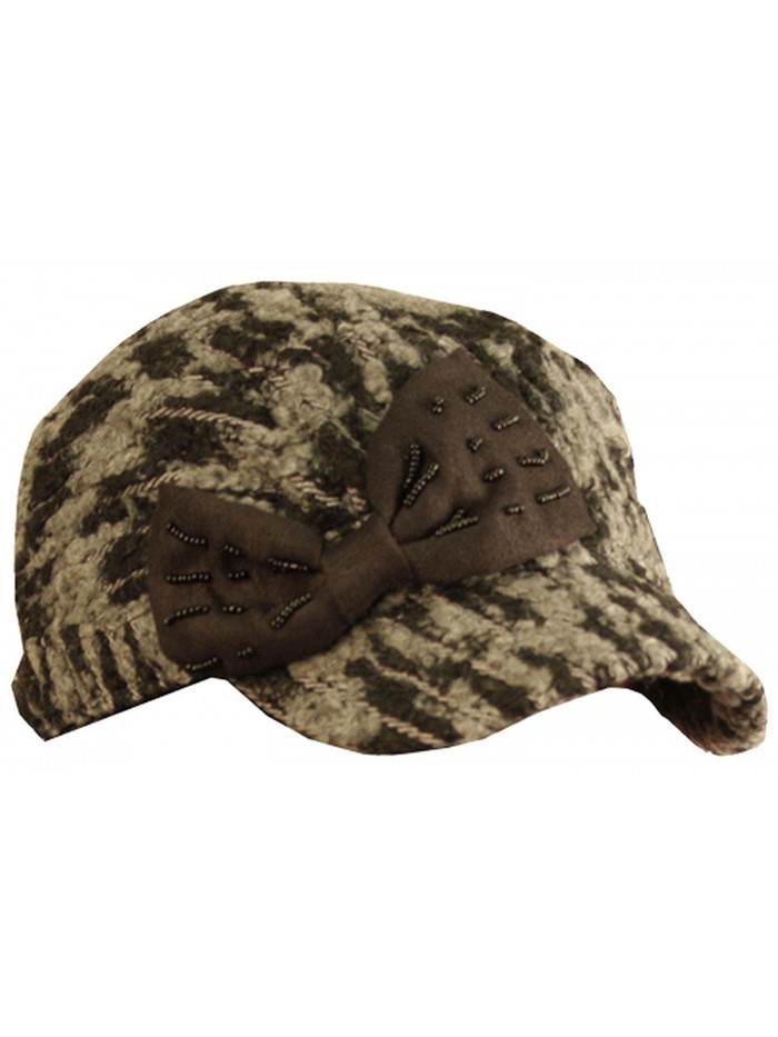 Sakkas Variegated Bow Wool Blend Cadet Cap - Brown - C011ISKS1E3