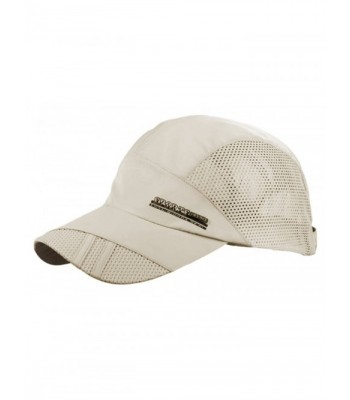 FEOYA Men's Summer Outdoor Sport Outdoor Sports Mesh Hat Running Visor Sun Cap - Beige - CB12JS6K341