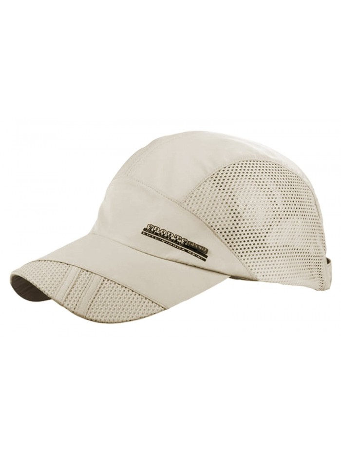 FEOYA Men's Summer Outdoor Sport Outdoor Sports Mesh Hat Running Visor Sun Cap - Beige - CB12JS6K341