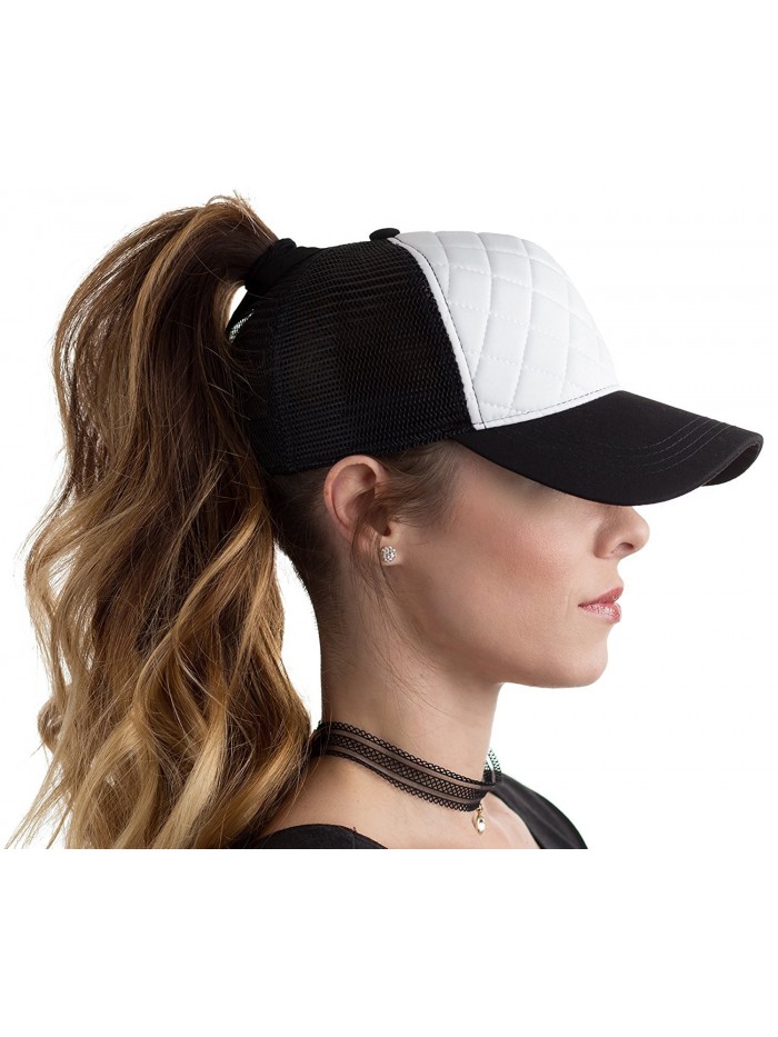 BOEKWEG The Original Fashionable Ponytail Hat. (Quilted White) - CN12OHV12XW