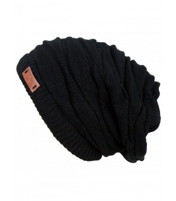 Women's Casual Knit Multi Purpose Winter Thick Warm Slouchy Headwrap Beanie Cap Hat - Black - CZ12506G1BR