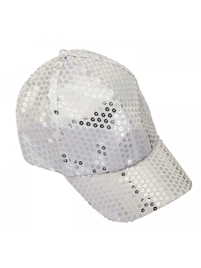 Hatop Sequin Adjustable Super Cool Sport Outdoor Cloth Baseball Cap (White) - CE12DAFPMUZ