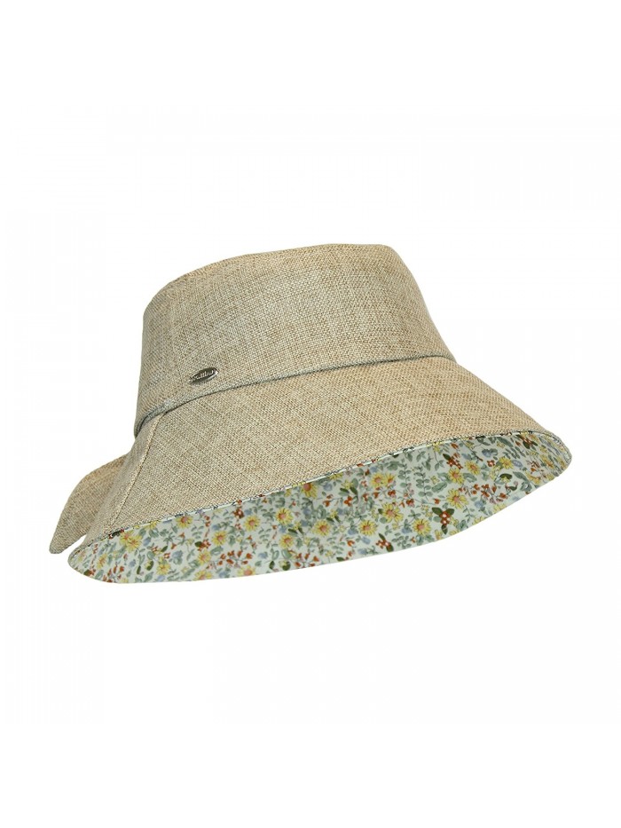 Women's Wide Brim Lined Bucket Sun Hat w/ Bow- Packable and Crushable- UPF 50+ - Brown - CL12DZT70W5