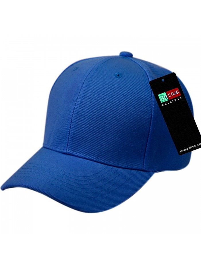 E-Flag Plain Baseball Cap Blank Hat Hats Solid Color Velcro Adjustable - Royal - C212NTC84HC