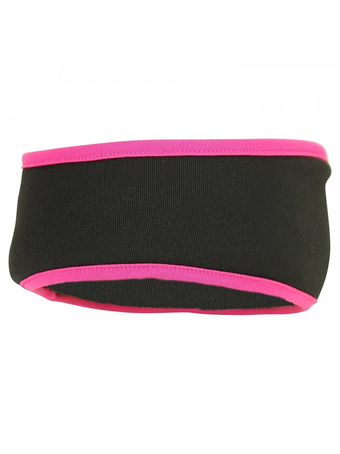 Women's Sport Fleece Headband / Earwarmer with Pony Tail Hole - Hot Pink - CJ1278UW3A5