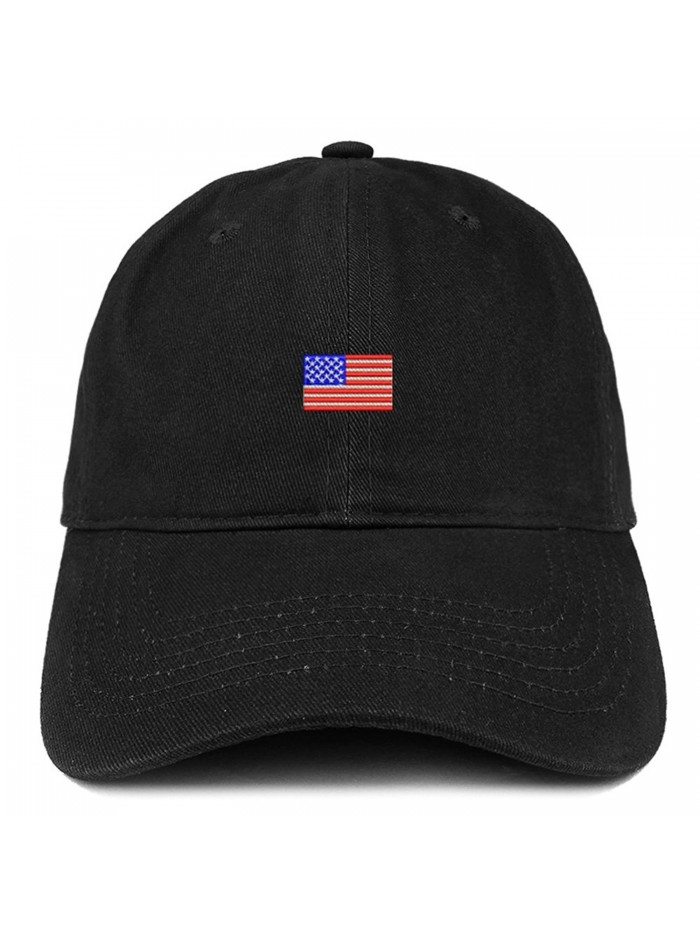 Trendy Apparel Shop US American Flag Small Embroidered Dad Hat Patriotic Cap - Black - CO12IZK6XLD
