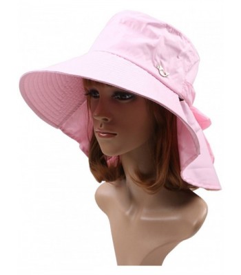 Ls Lady Womens Summer Flap Cover Reversible Cap Anti-UV UPF 50+ Sun Shade Foldable Wide BrimHat - Pink - C718C5ESNZD