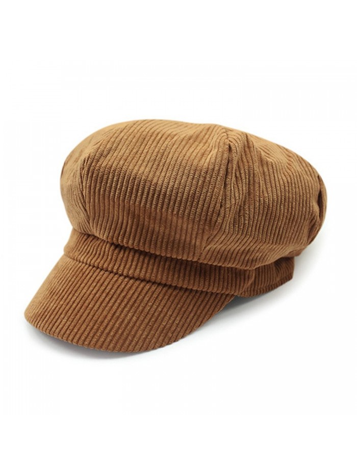 ZLSLZ Womens Retro Corduroy Ivy Newsboy Paperboy Cabbie Gatsby Painter Hats Caps - Tan - C21863LXW3E