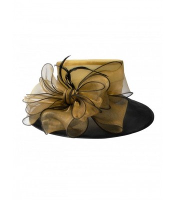 Lawliet Noble Womens Dress Hats Wide Brim Church Wedding Kentucky Derby Floral A045 - Gold - C011N64CXBX