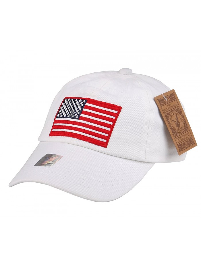 RufNTop Black Eagles American Flag Cap 100% Cotton Classic Dad Hat Plain Baseball Cap(One Size) - Wash White - C5185U4Z5A9