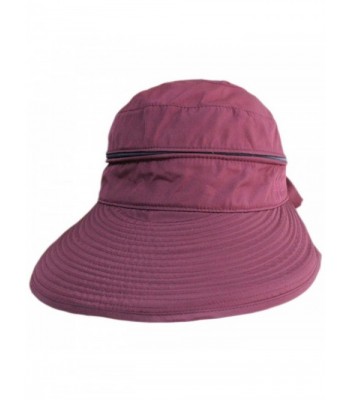 Women Summer Beach Big Brim 2in1 Combined Tennis Sun Top Floppy Hat Cap Visor - Wine - C311ZNMDTX7