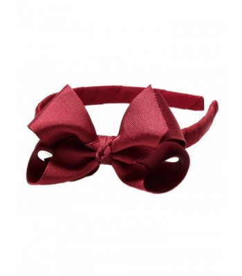 Anna Belen Girls "Lila" Grosgrain Bow Headband O/S Burgundy - Burgundy - CI11RIGBSYN