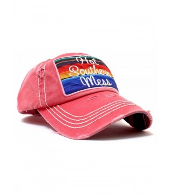 HOT SOUTHERN MESS Serape Distressed Cap w/ Back- Side Panel Detail - Red - CW17YADH9HK