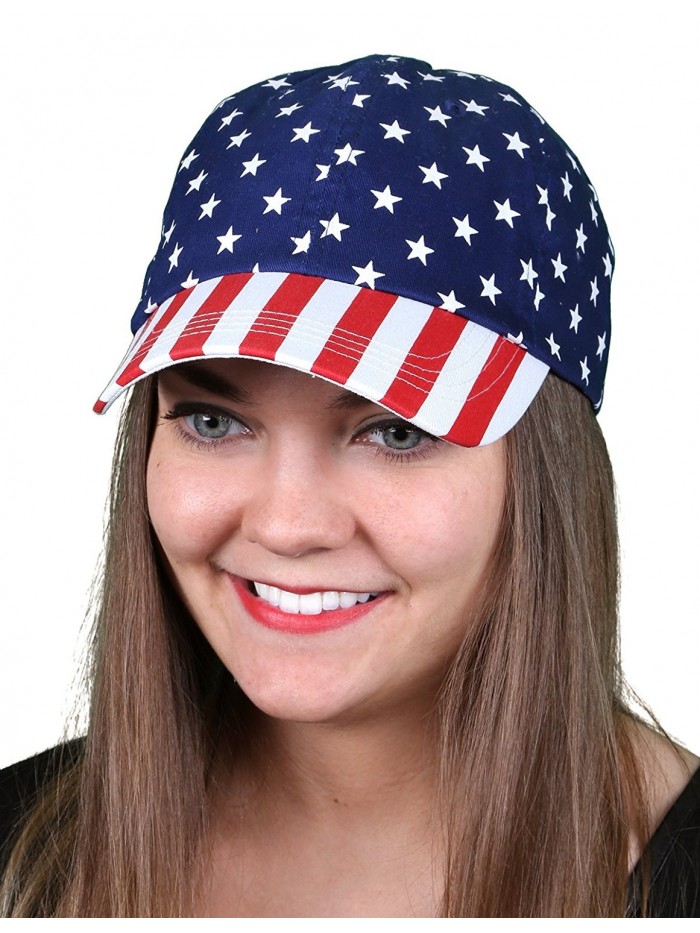 Funky Junque's USA American Flag Stars and Stripes Unisex Baseball Hat - Red- White & Blue - Velcro - CE17AAD8RNA