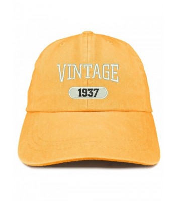 Trendy Apparel Shop Vintage 1937 Embroidered 81st Birthday Soft Crown Washed Cotton Cap - Mango - CF180WZWEZD