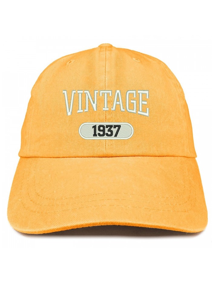 Trendy Apparel Shop Vintage 1937 Embroidered 81st Birthday Soft Crown Washed Cotton Cap - Mango - CF180WZWEZD