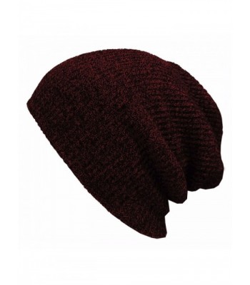 MIOIM Unisex Mens Knitted Beanie Baggy Hat Winter Ski Skull Cap - Wine Red - CM12MXXWN2O