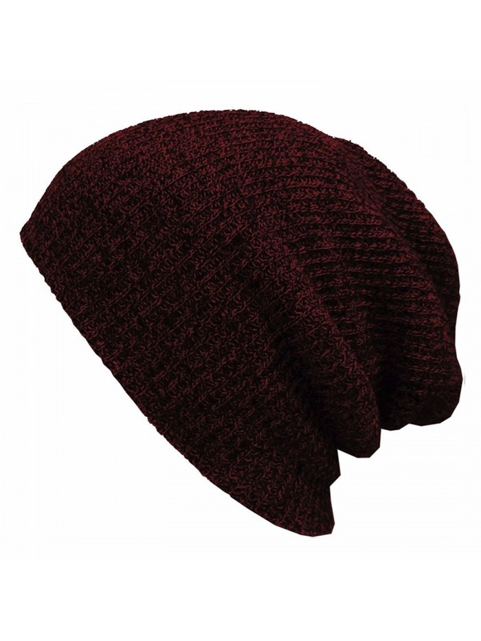 MIOIM Unisex Mens Knitted Beanie Baggy Hat Winter Ski Skull Cap - Wine Red - CM12MXXWN2O