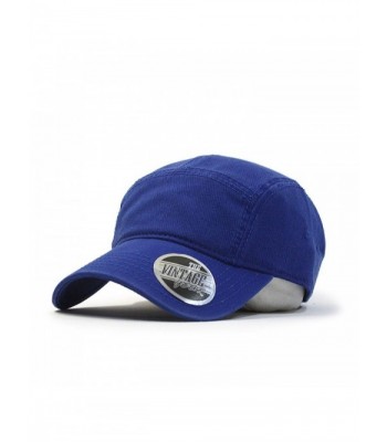 Washed Cotton Twill Five Panel Adjustable Camper Caps - Royal - C612F44VFYD