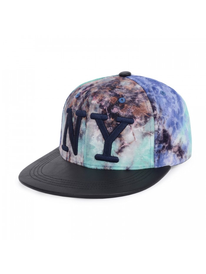 Hatphile Mens Womens Trends Fashion Snapback - Ny Tie Dye Pu Visor Blue - C1129P03Y2N