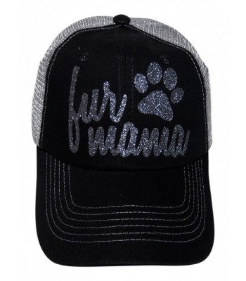 Dark Grey Glitter Fur Mama Black/Grey Trucker Cap Pet Animal Dog Cat - CY17Z35U6AR