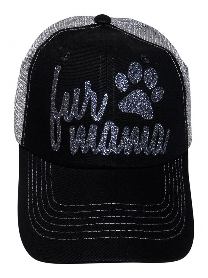 Dark Grey Glitter Fur Mama Black/Grey Trucker Cap Pet Animal Dog Cat - CY17Z35U6AR