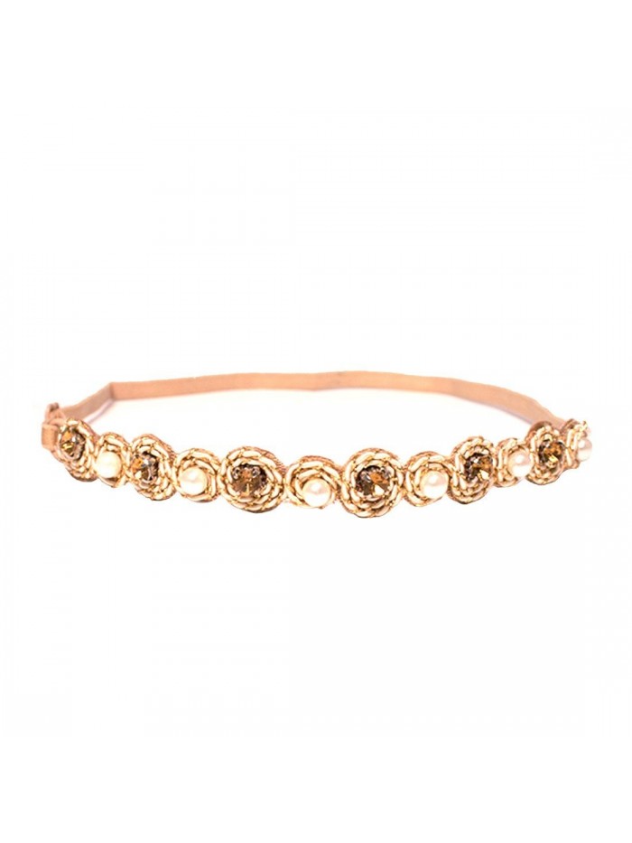 Mia Embellished Headband Beautiful All Measures Approximately - Beige- gold- faux pearls. - C0121NAAEAP