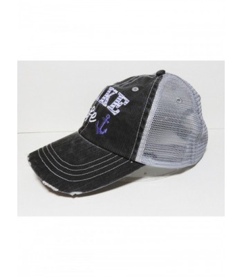 Embroidered Washed Trucker Purple Anchor
