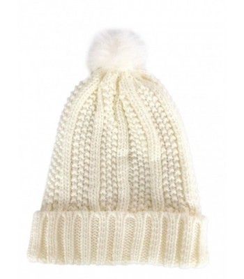 NY GOLDEN FASHION Knitted Ivory White in Women's Skullies & Beanies