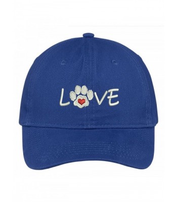 Trendy Apparel Shop Paw Print Heart Love Embroidered Low Profile Soft Cotton Brushed Cap - Royal - CZ12O6THS14