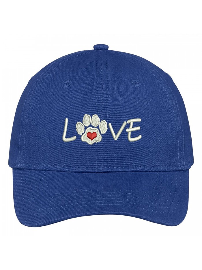 Trendy Apparel Shop Paw Print Heart Love Embroidered Low Profile Soft Cotton Brushed Cap - Royal - CZ12O6THS14