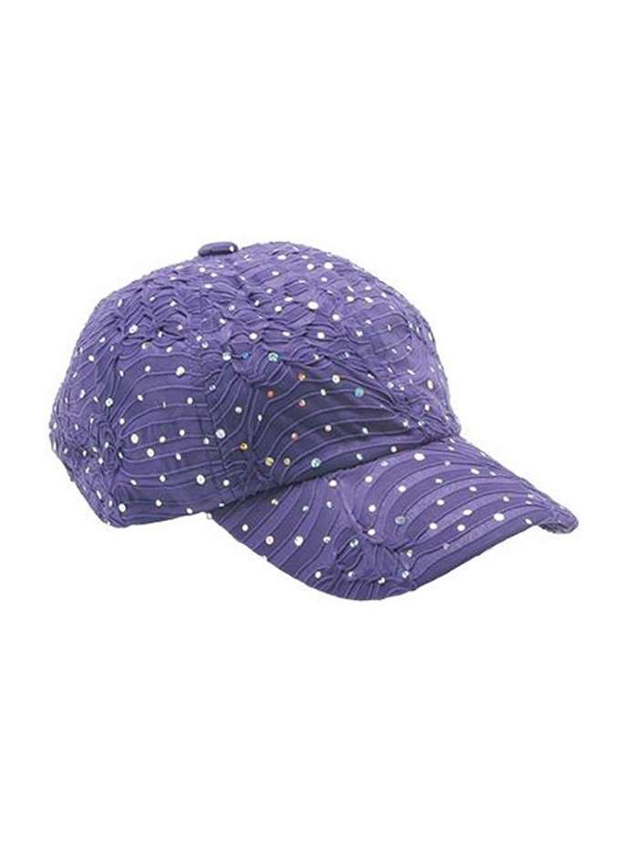 Glitzy Game Crystal Sequin Trim Women's Adjustable Glitter Baseball Cap PURPLE - CU11U7YJ5AL