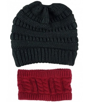 GOLDSTITCH Beanie Stretch Cable Ponytail in Women's Skullies & Beanies