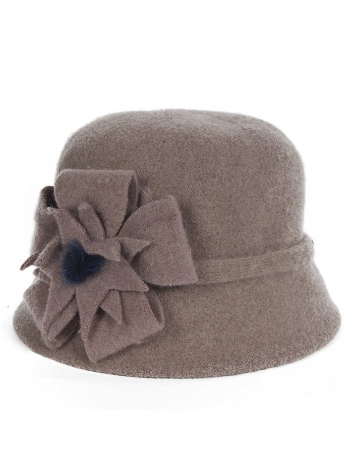 Fanny Vintage Women's Knitted Wool Felt Cloche Winter Hat - Khaki - CO127PX8F49