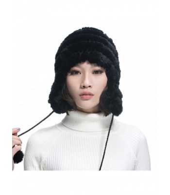 URSFUR Rabbit Peruvian Beanie Earfalp in Women's Bomber Hats