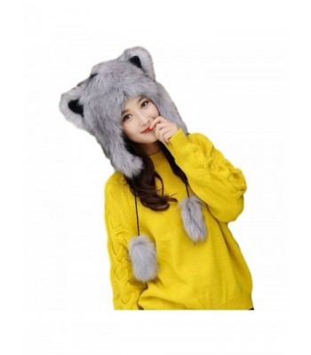 La Moon Trapper Russian Cat Ears Hats [One Size/White/Pink/Gry/ECRU ] Winter Faux Fur - Gry - CA187NG5YCO