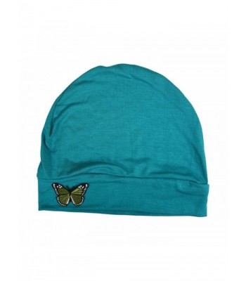 Landana Headscarves Ladies Chemo Hat With Green Butterfly Bling - Turquoise - CZ12O8N2F3W