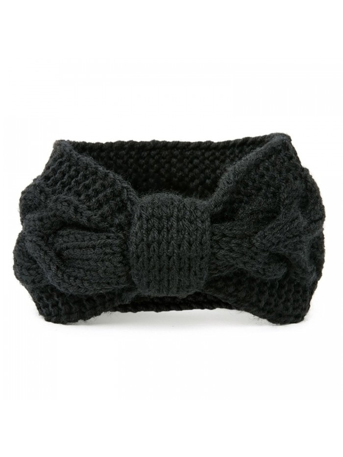 NISHAER Women's Chunky Cable Knitted Turban Headband Ear Warmer Head Wrap - 1 Black - C512B1O92QN