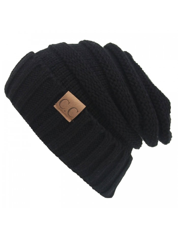 AIJIAO Winter Hats Women Cap Crochet Knit Thermal Slouchy Beanie Hat - Black - CT12N36PWOV