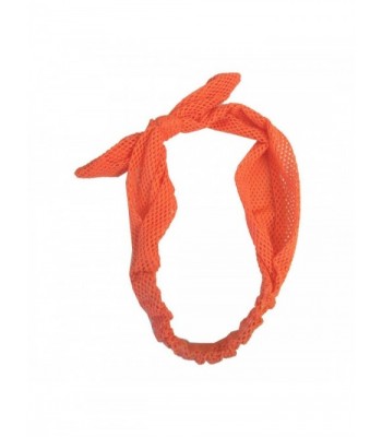 Peach Stretchy Netted Head Wrap with Wired Bow Elastic Head Band (Keshet Accessories) - Peach - C711JBI4023