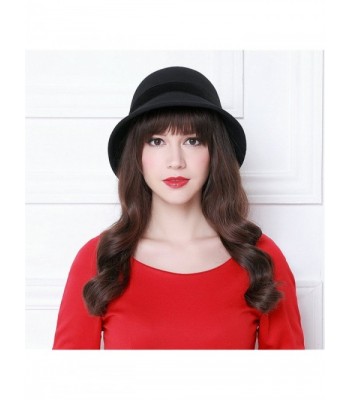 orota Vintage Style bowknot Wool Cloche Bucket Winter Hat for woman - Black - CF127XRKNV5