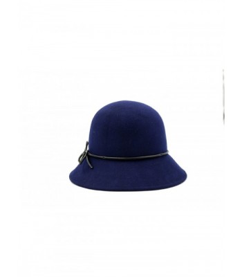 AccessHeadwear Alpas Ladie's Hannah 100% Wool Felt Cloche Hat - Navy - CZ187IE49Y6
