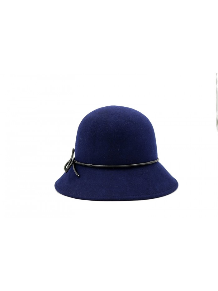 AccessHeadwear Alpas Ladie's Hannah 100% Wool Felt Cloche Hat - Navy - CZ187IE49Y6