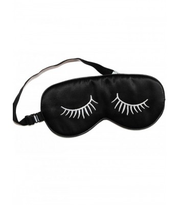 CSM Women's 100% Silk Cute Sleep Eye Mask - Black - CD126S0DVIF