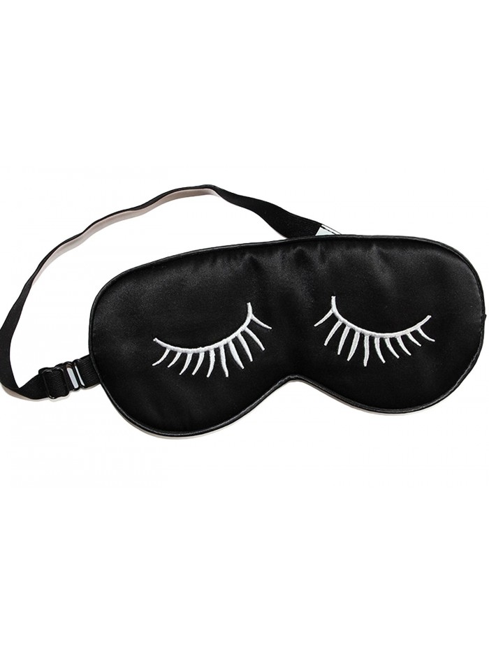 CSM Women's 100% Silk Cute Sleep Eye Mask - Black - CD126S0DVIF