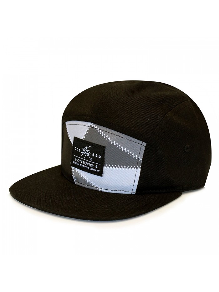 City Hunter Cn730 Zig Zag 5 Panel Hat - Black - CJ11KROQYY7