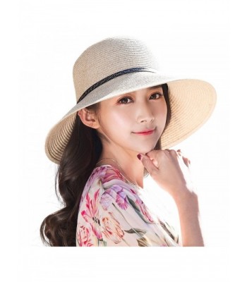 Siggi Womens Floppy Summer Sun Straw Hat UPF50 Foldable Panama Soft Breathable - 16036_beige - CK12FVI9JV3