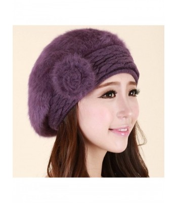 Winter Beanie Protective Angora Purple in Women's Berets